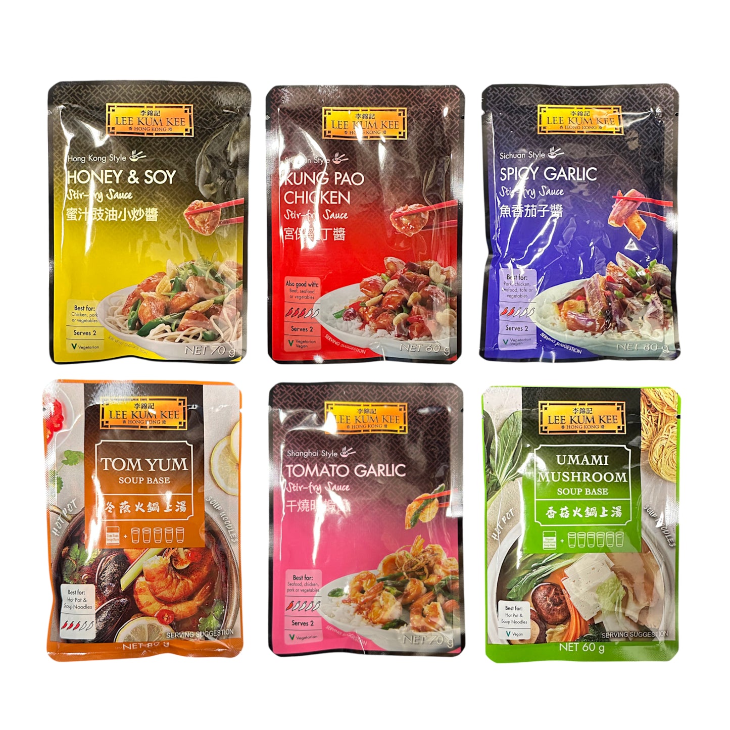 LEE KUM YEE Honey Soy / Kung Pao / Spicy Garlic / Tomato Garlic / Tom Yum / Umami Stir Fry Soup Base - 2 packs