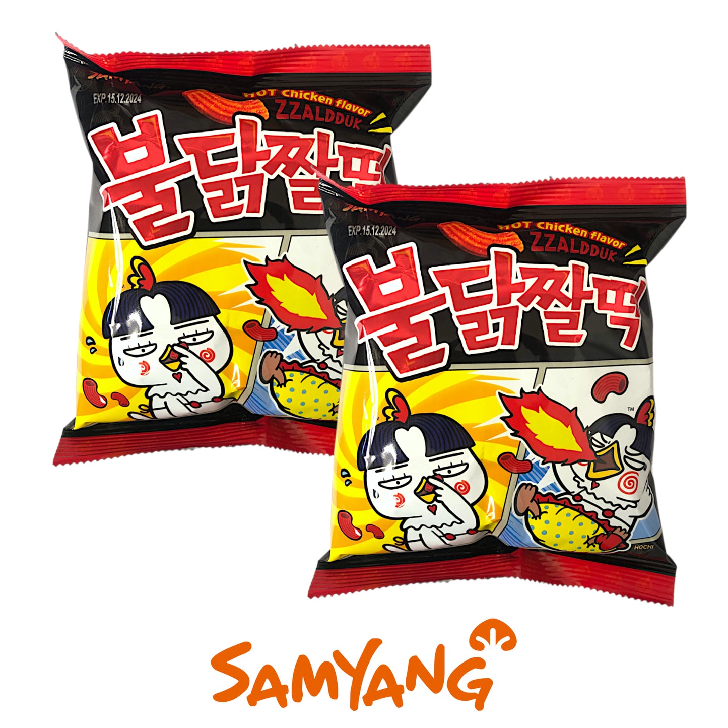 SAMYANG Zzaldduck Snack Topokki Shape Hot Chicken Flavour - 2 x 120 gr. pack