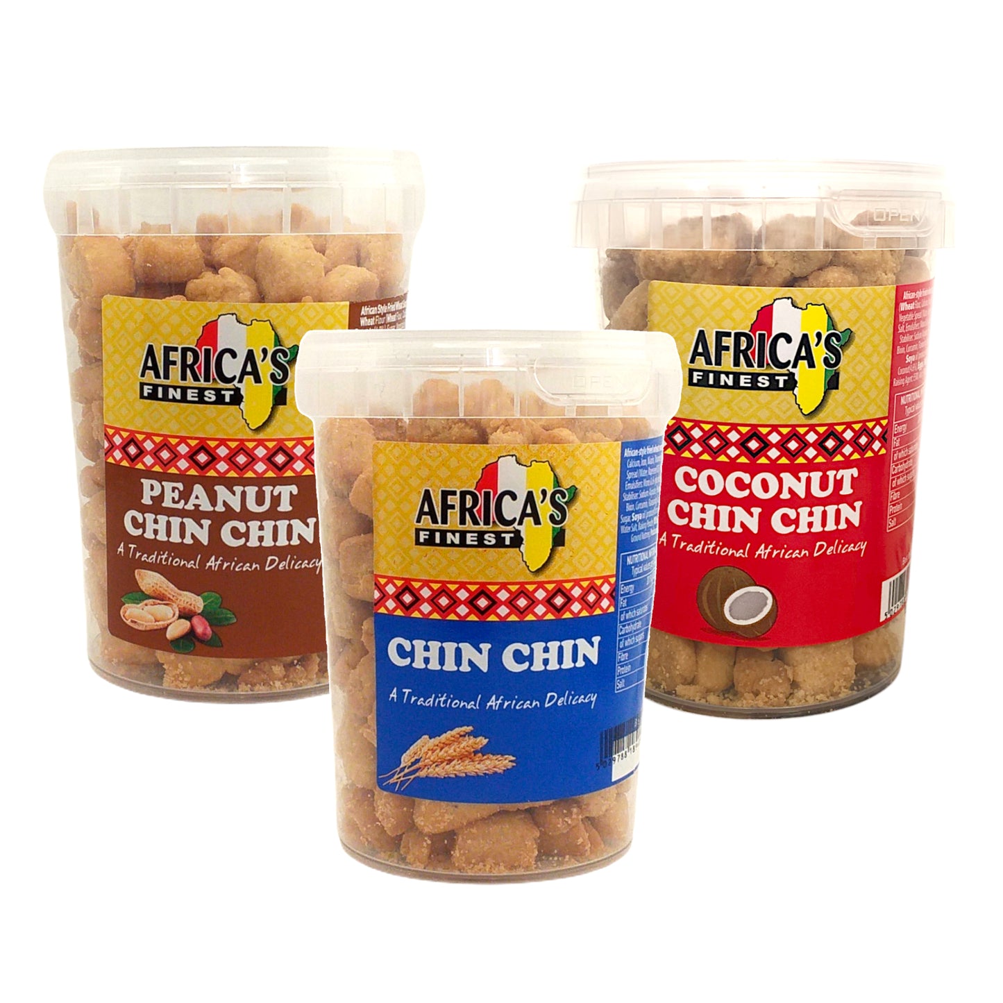 AFRICA FINEST Chin Chin Original / Peanut / Coconut - 2 x 250 gr. pack