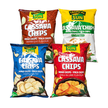 TROPICAL SUN Cassava Chips Unsalted / Salted / Barbecue / Chilli - 2 x 80 gr. pack