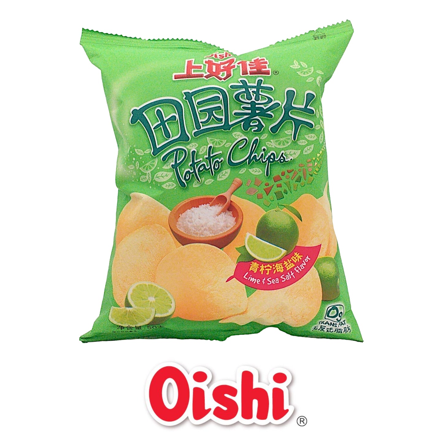 OISHI Lime Crisps - 2x 50 gr. pack.