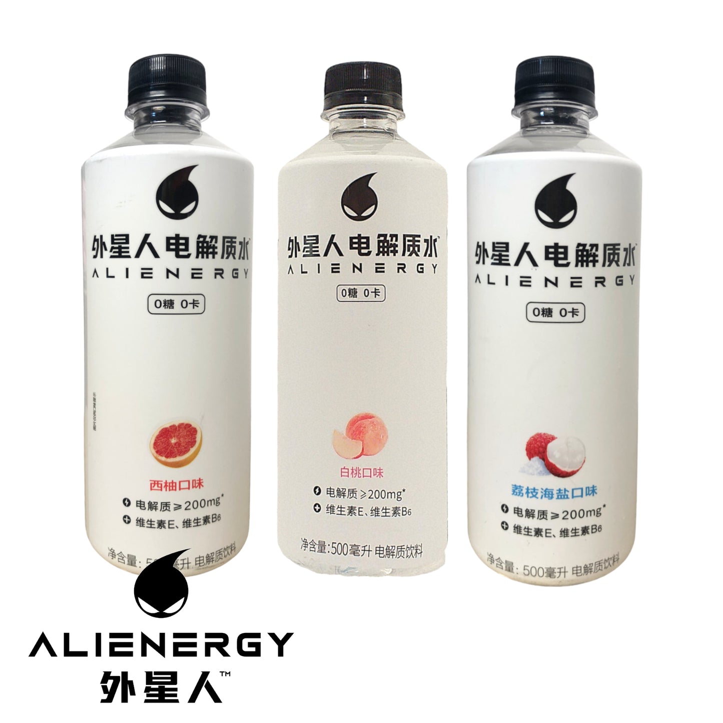 ALIENERGY Energy Drink White Peach / Lychee / Grapefruit - 2 x 500 ml. bottle