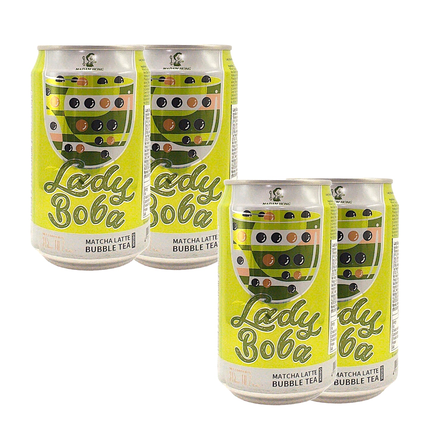 LADY BOBA Macha Latte Bubble Tea - 2 x 315 ml. can