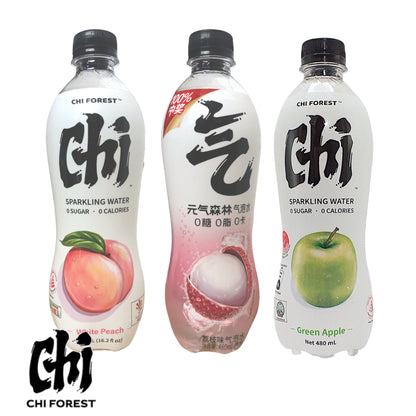 CHI FOREST Sparkling Water Apple / Lychee / Peach - 2 x 480 ml. bottle