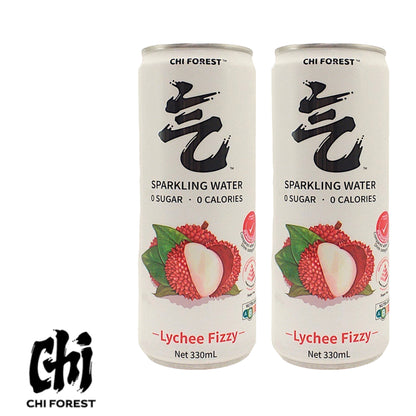 CHI Forest Sugar-Free 0 Calories Lychee / White Peach / Lime Fruit Sparkling Drink - 2 x 330 ml. can