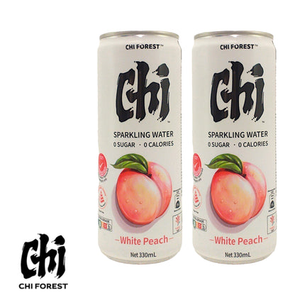 CHI Forest Sugar-Free 0 Calories Lychee / White Peach / Lime Fruit Sparkling Drink - 2 x 330 ml. can