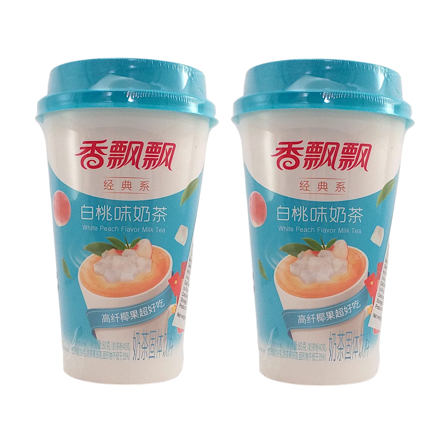 XIANG PIAO PIAO Milk Bubble Tea Peach / Cheese / Milk - 2 x 70 gr. cup