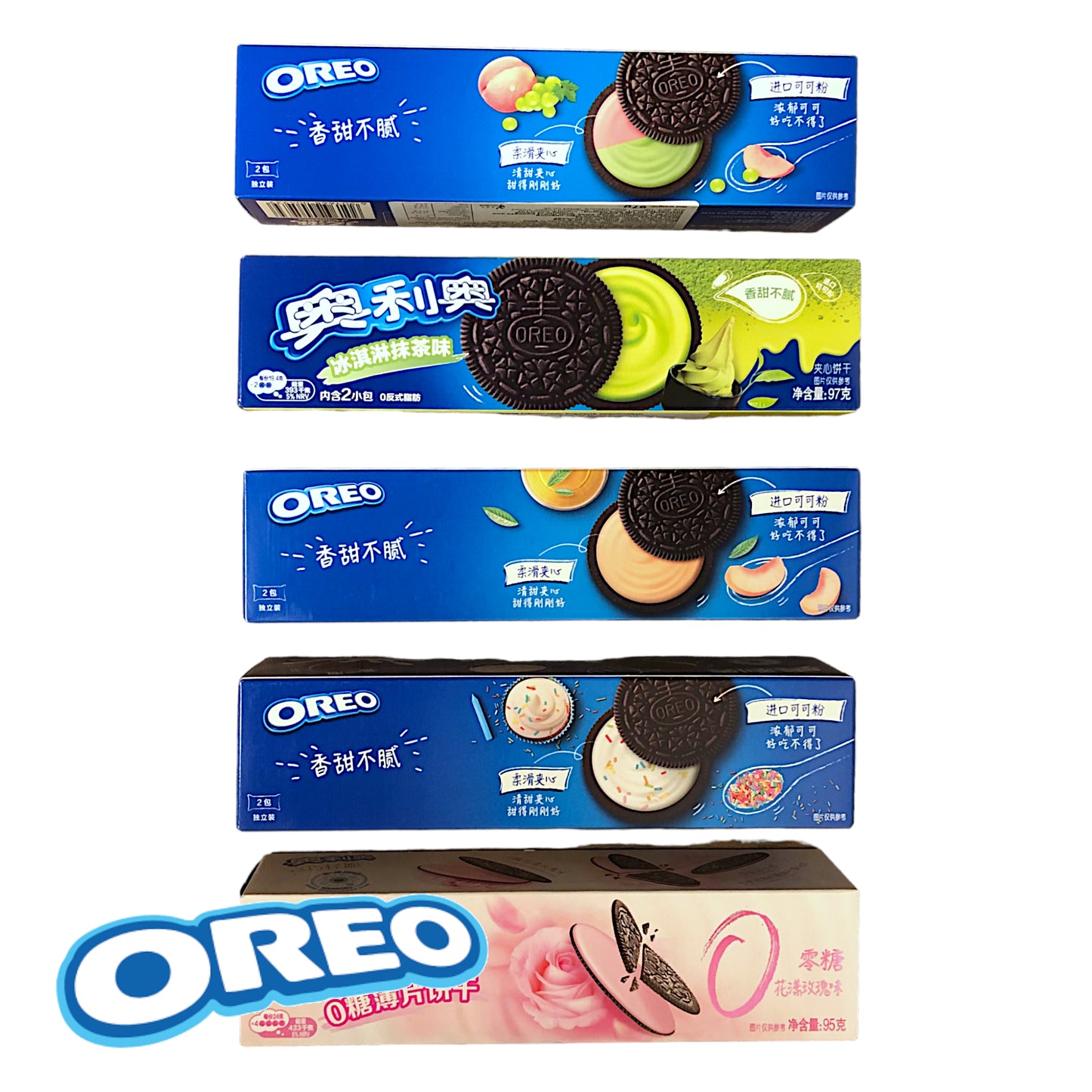 OREO Cookies China Import Cake / Rose / Grape Peach / Macha / Peach Oolong - 2 x 97 gr. box