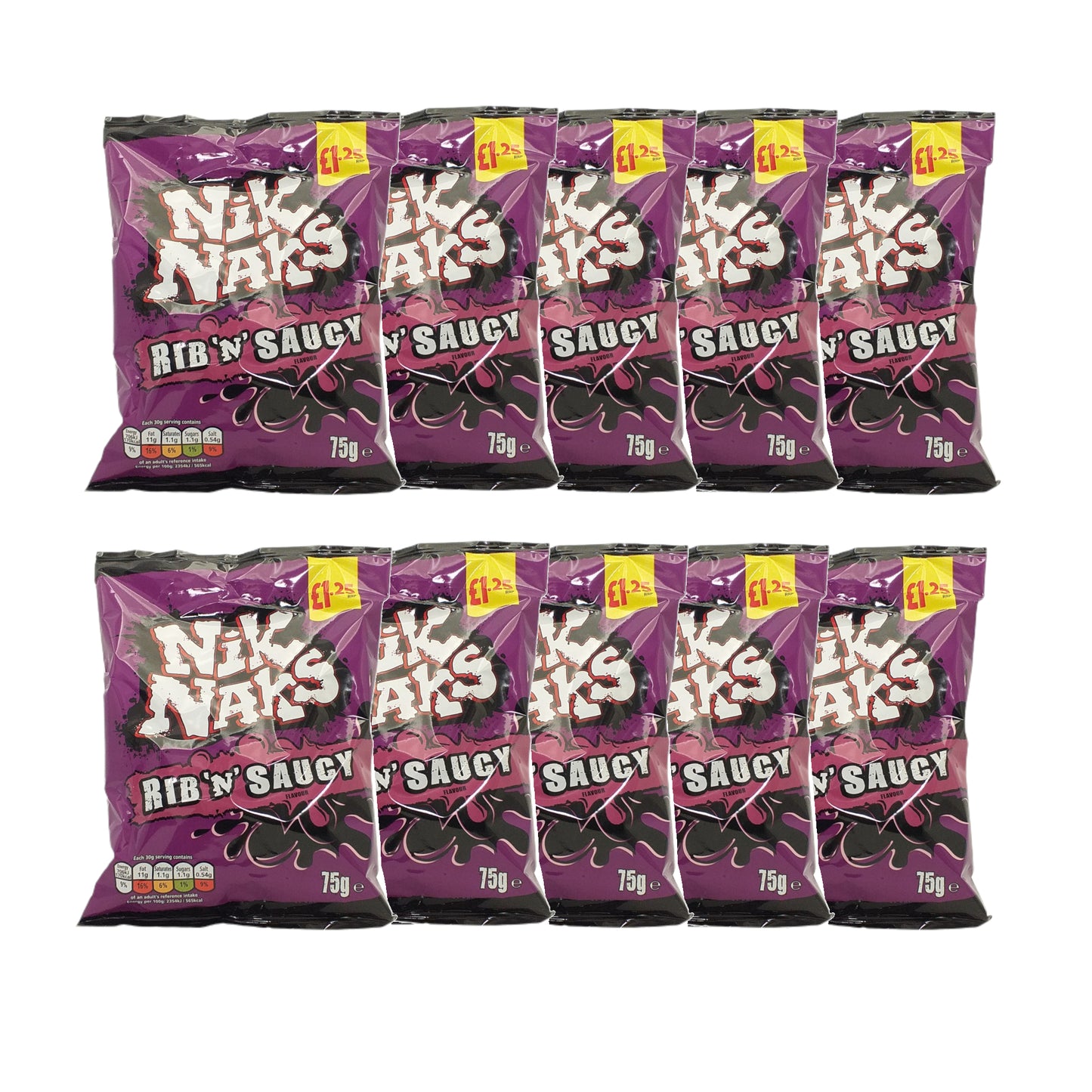 TAYTO NIKS NAKS Nice'n'Spicy / Rib'n'Saucy / Scampi - 10 x 75 gr. packs