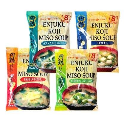 HIKARI MISO Enjuku Koji Miso Soup Tofu / Fried Tofu / Wakame Seaweed / Green Onion - 2 x 154 gr. pack