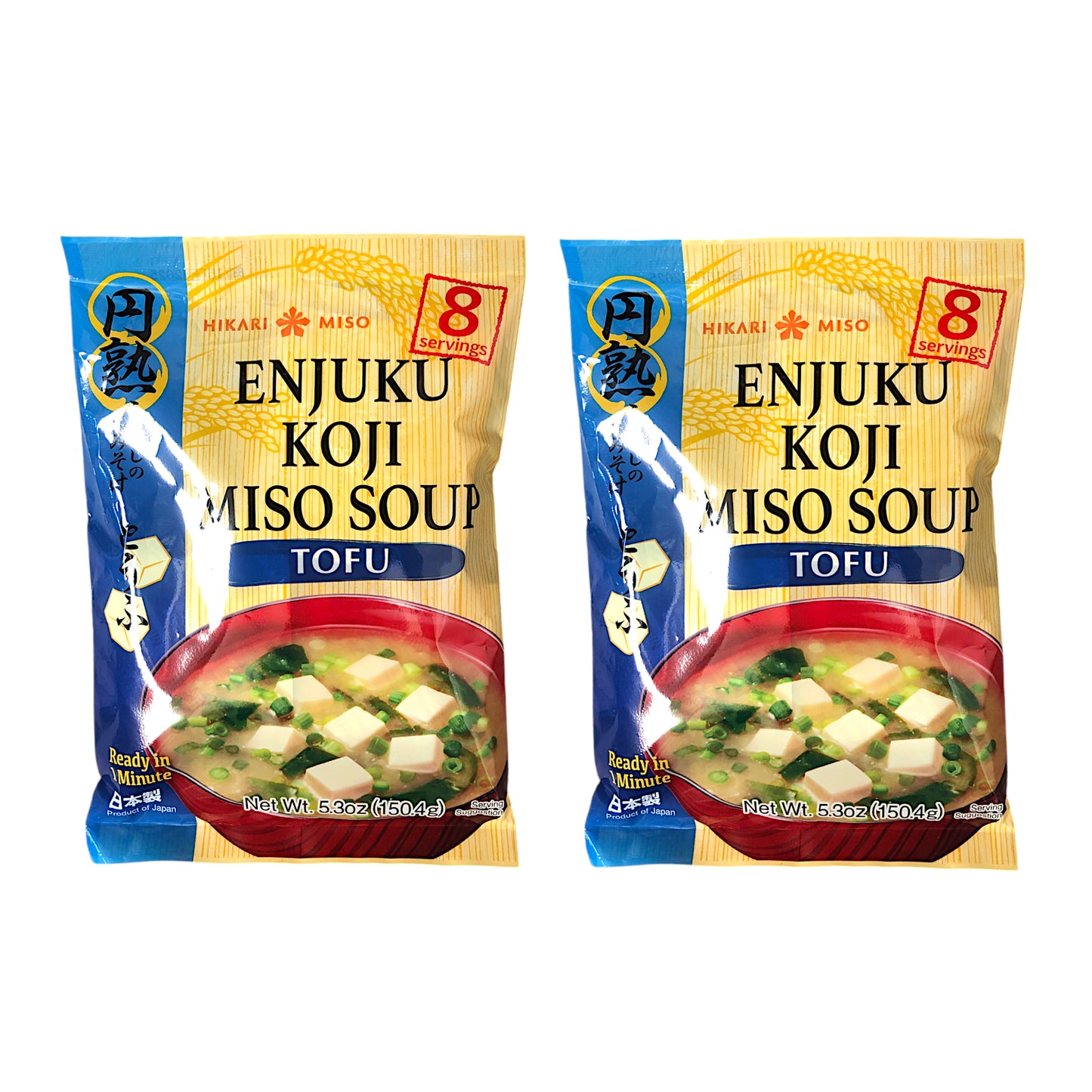 HIKARI MISO Enjuku Koji Miso Soup Tofu / Fried Tofu / Wakame Seaweed / Green Onion - 2 x 154 gr. pack