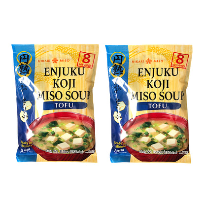 HIKARI MISO Enjuku Koji Miso Soup Tofu / Fried Tofu / Wakame Seaweed / Green Onion - 2 x 154 gr. pack