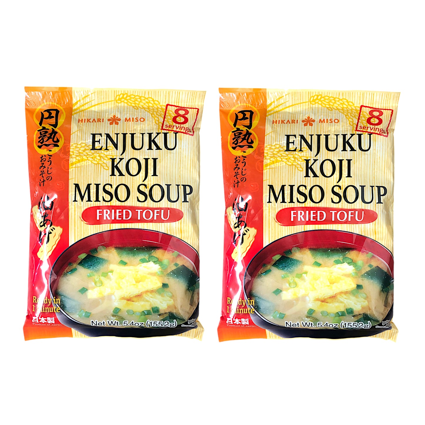 HIKARI MISO Enjuku Koji Miso Soup Tofu / Fried Tofu / Wakame Seaweed / Green Onion - 2 x 154 gr. pack