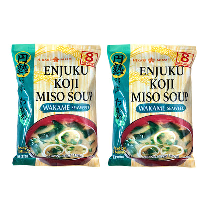 HIKARI MISO Enjuku Koji Miso Soup Tofu / Fried Tofu / Wakame Seaweed / Green Onion - 2 x 154 gr. pack