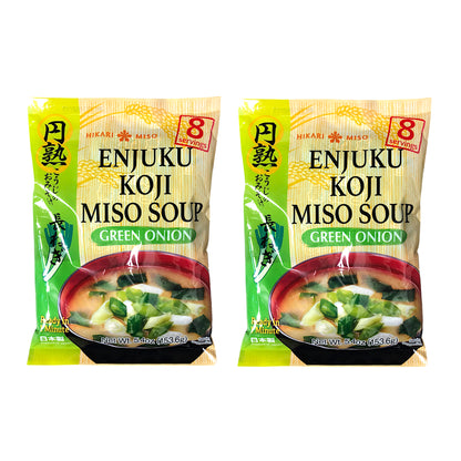 HIKARI MISO Enjuku Koji Miso Soup Tofu / Fried Tofu / Wakame Seaweed / Green Onion - 2 x 154 gr. pack