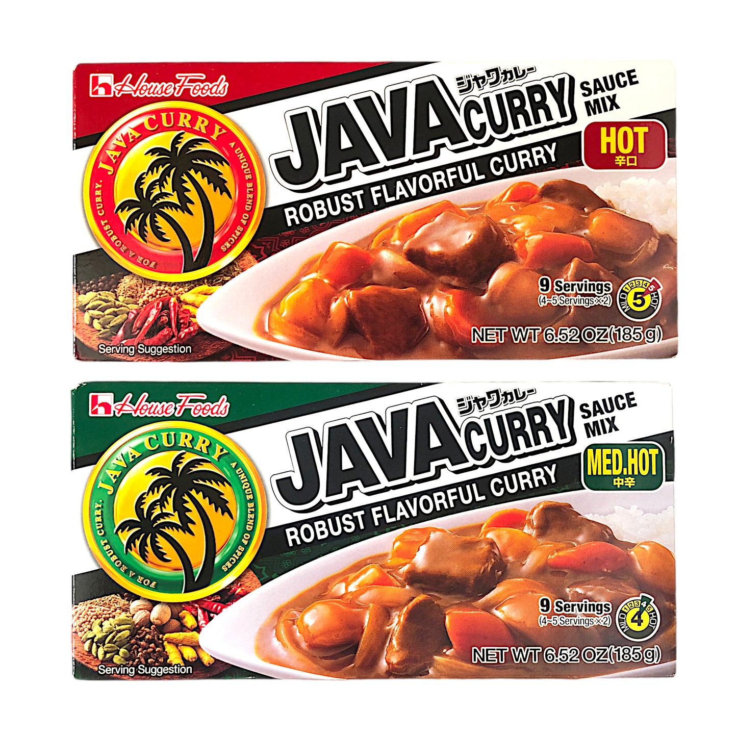 HOUSE FOODS JAVA Curry Cubes Medium Hot / Hot - 185 gr. pack