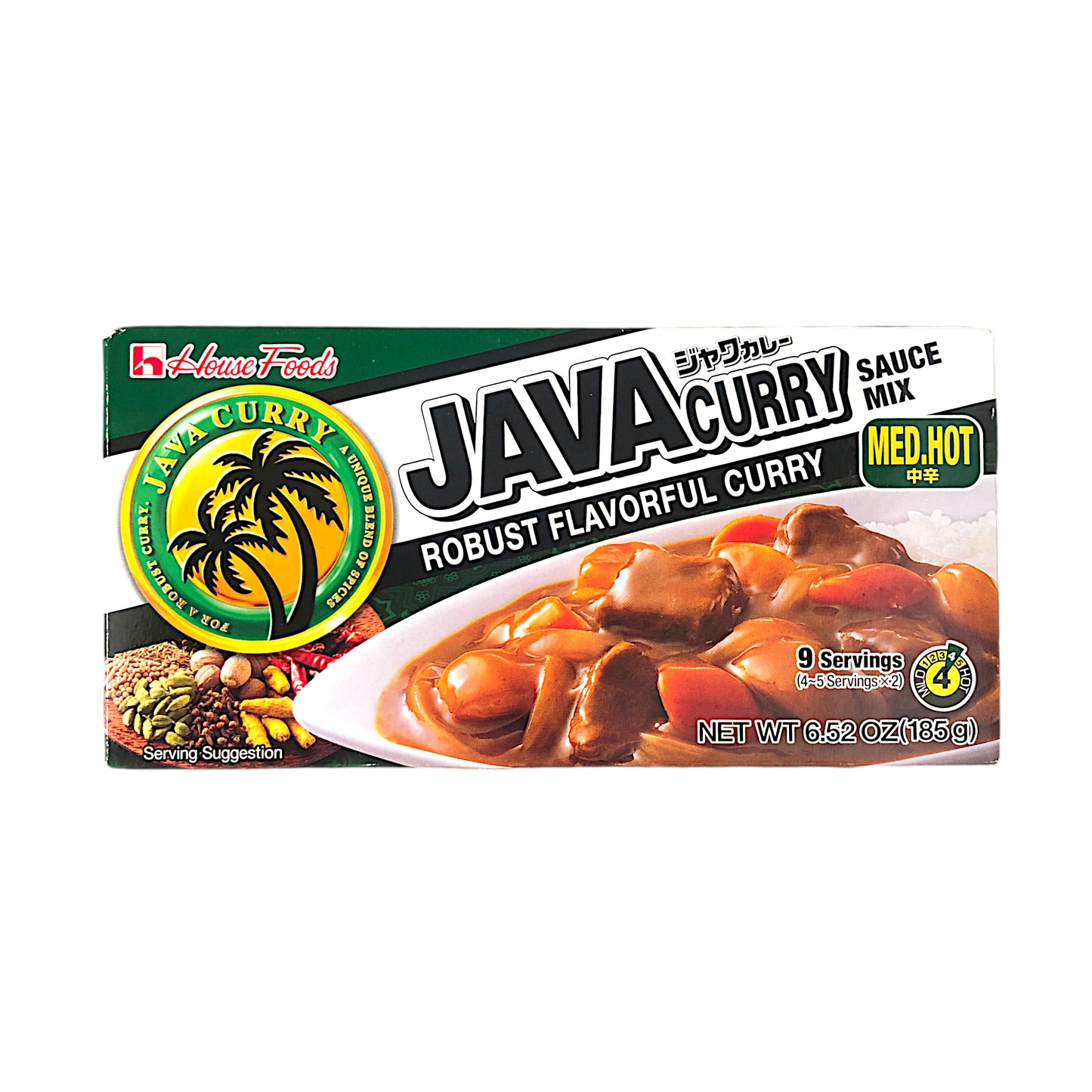 HOUSE FOODS JAVA Curry Cubes Medium Hot / Hot - 185 gr. pack