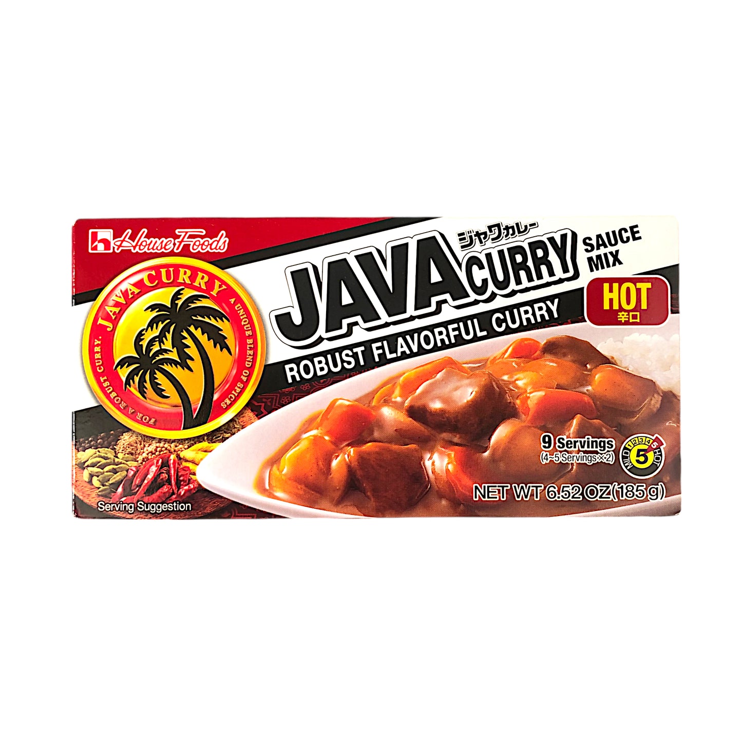 HOUSE FOODS JAVA Curry Cubes Medium Hot / Hot - 185 gr. pack