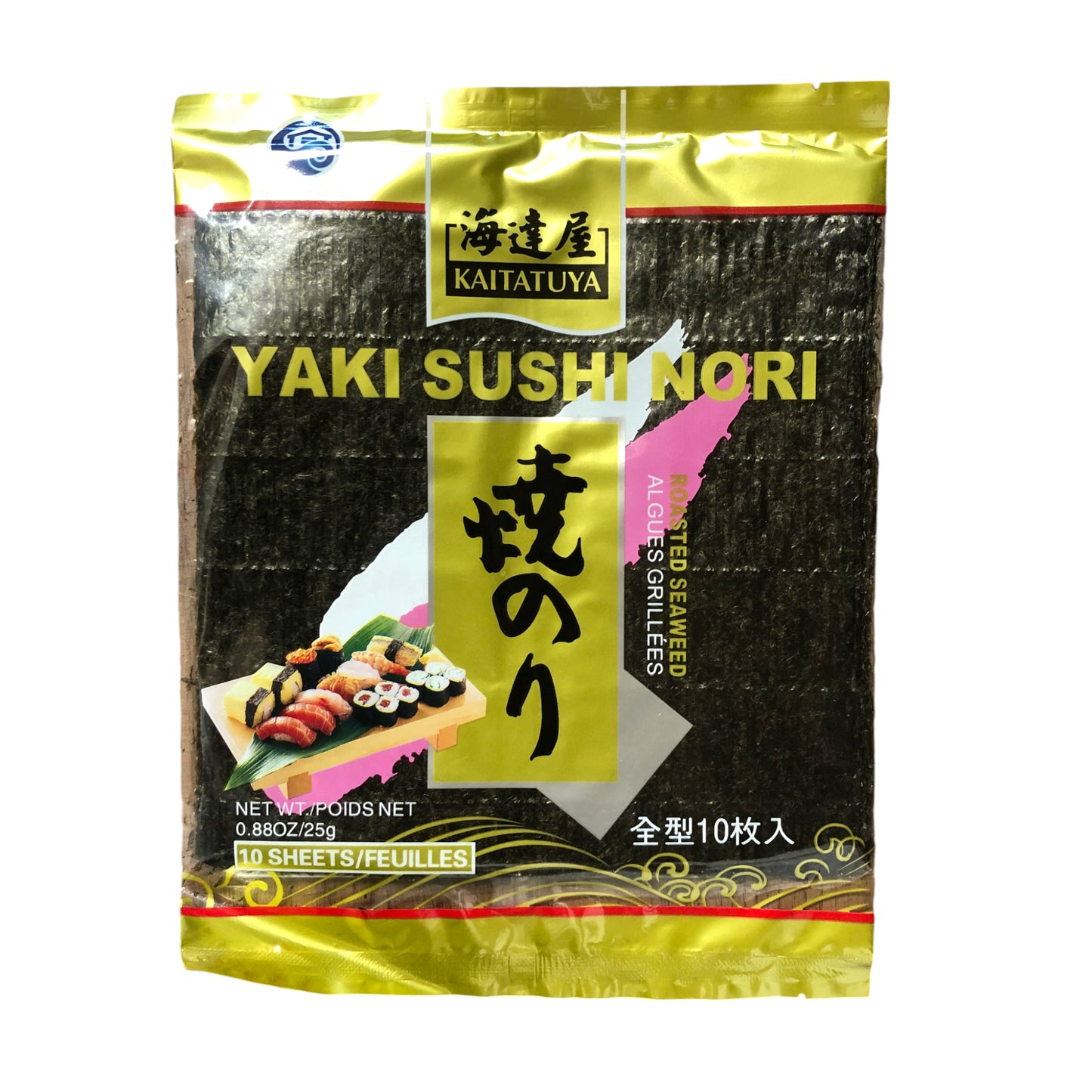 KAITATUYA Gold / Blue Yaki Sushi Nori Seaweed 10 sheets - 25 gr. pack