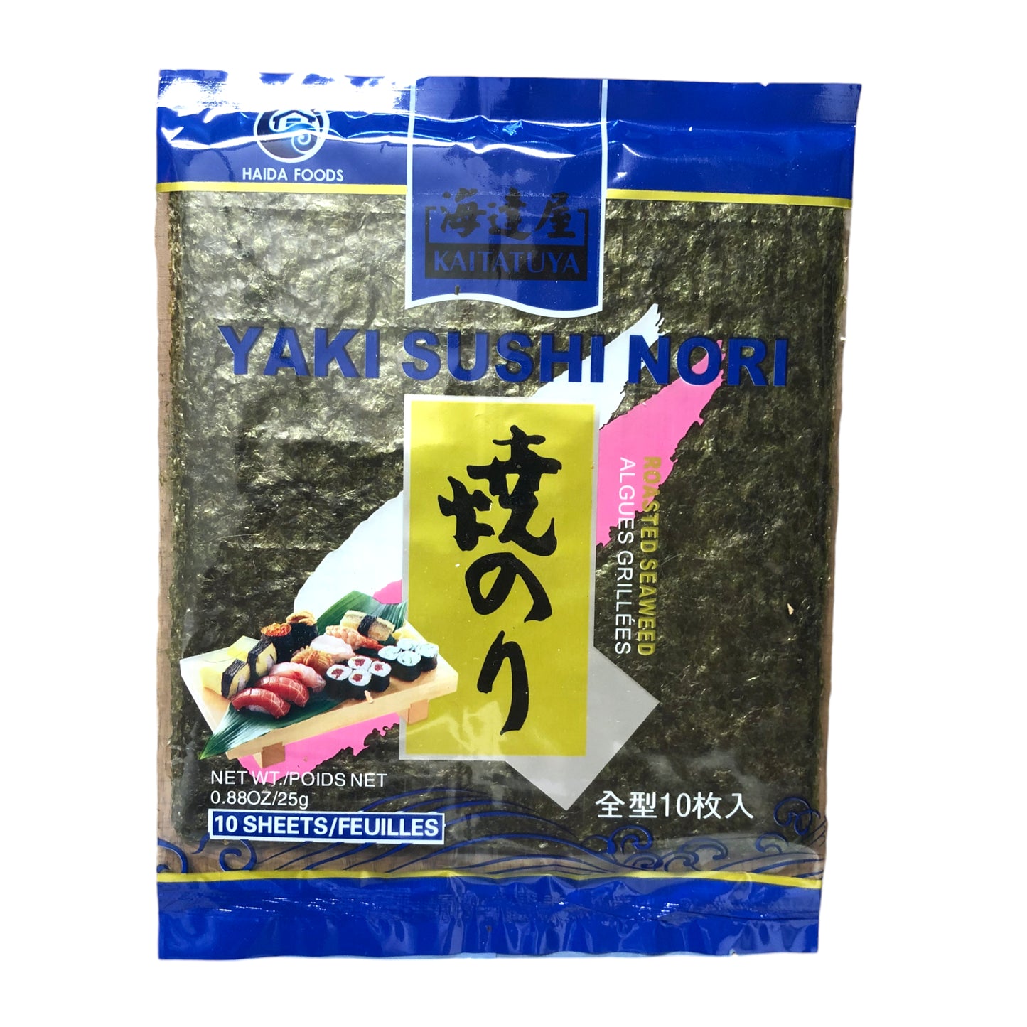 KAITATUYA Gold / Blue Yaki Sushi Nori Seaweed 10 sheets - 25 gr. pack