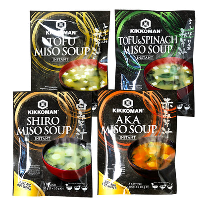 KIKKOMAN Miso Soup Tofu and Spinach / Aka / Shiro  -  2 x 30 gr. pack