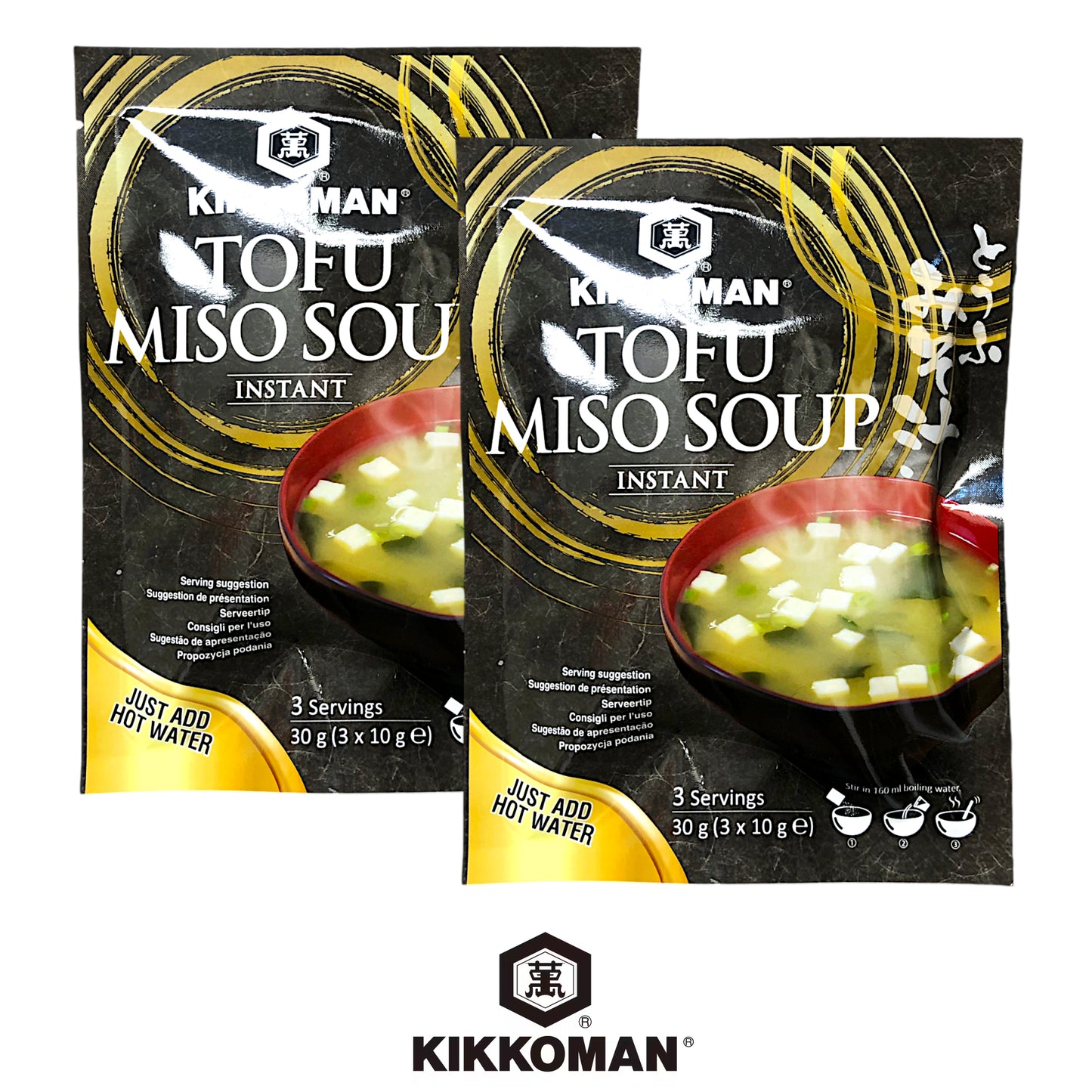 KIKKOMAN Miso Soup Tofu and Spinach / Aka / Shiro  -  2 x 30 gr. pack