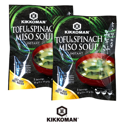 KIKKOMAN Miso Soup Tofu and Spinach / Aka / Shiro  -  2 x 30 gr. pack