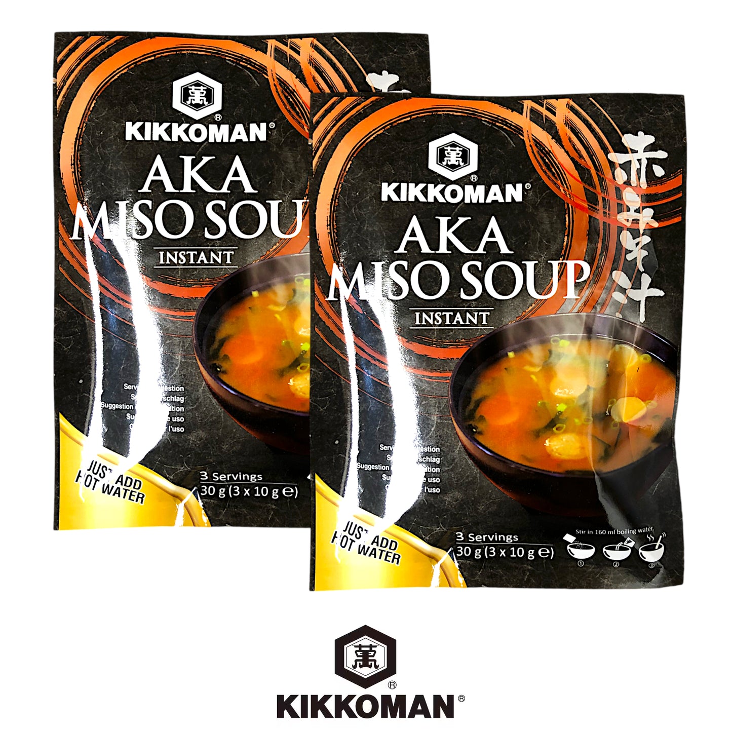 KIKKOMAN Miso Soup Tofu and Spinach / Aka / Shiro  -  2 x 30 gr. pack