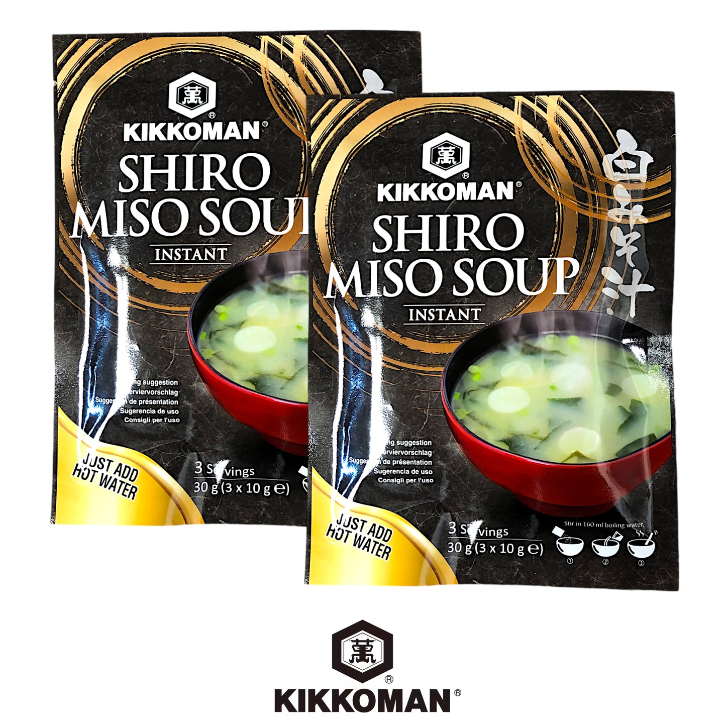 KIKKOMAN Miso Soup Tofu and Spinach / Aka / Shiro  -  2 x 30 gr. pack