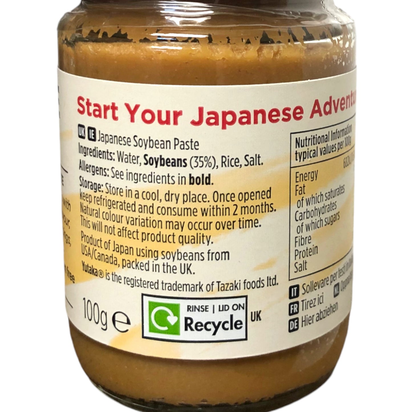 YUTAKA Miso Paste Sweet Rice / Barley / White Miso - 100 gr. jar