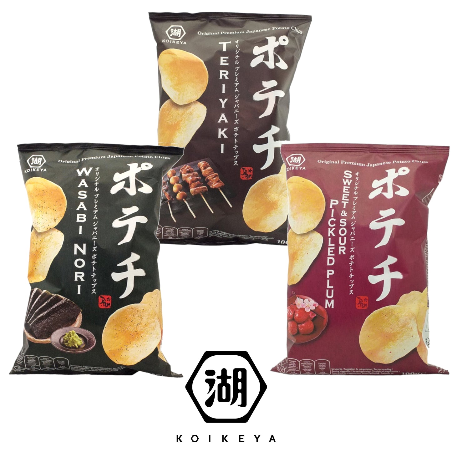 KOIKEYA Teriyaki / Wasabi / Pickled Plum crisps - 2 x 100 gr. pack