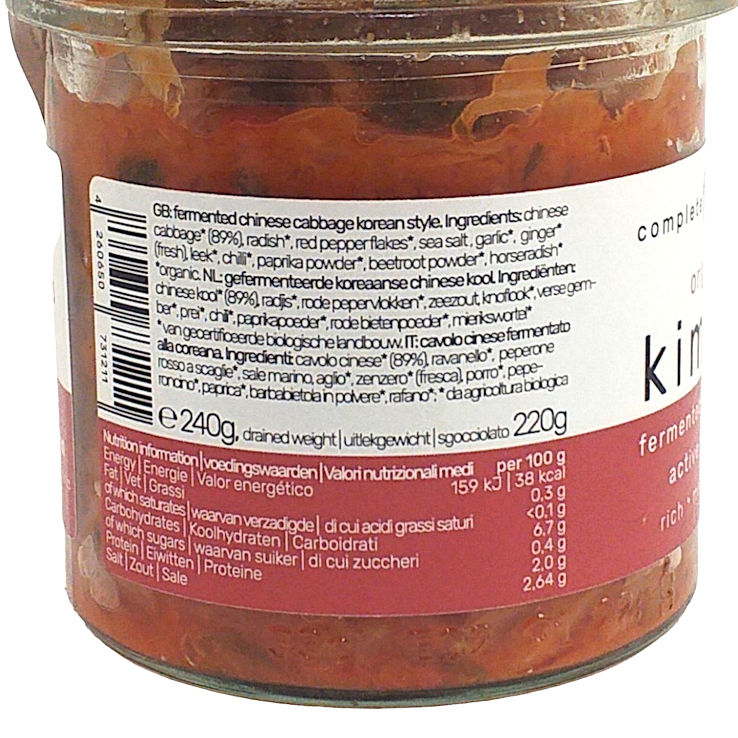 COMPLETELY ORGANICS Kimchi Mild / Original / Spicy - 220 gr. pot