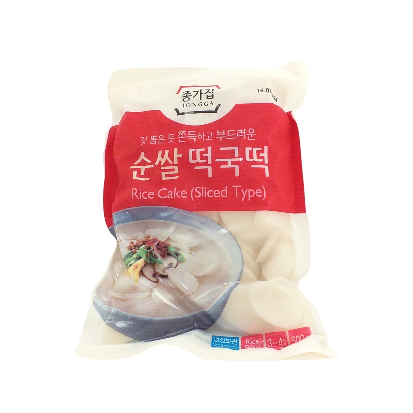 JONGGA Tteokbokki Rice Cake Sliced - 500 gr. bag