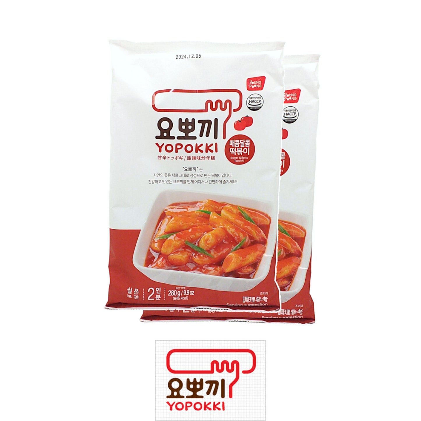 YOUNG POONG Spicy Toppoki / Spicy Rapokki / Yopokki / Jjajang - 2 x 280 gr. packs