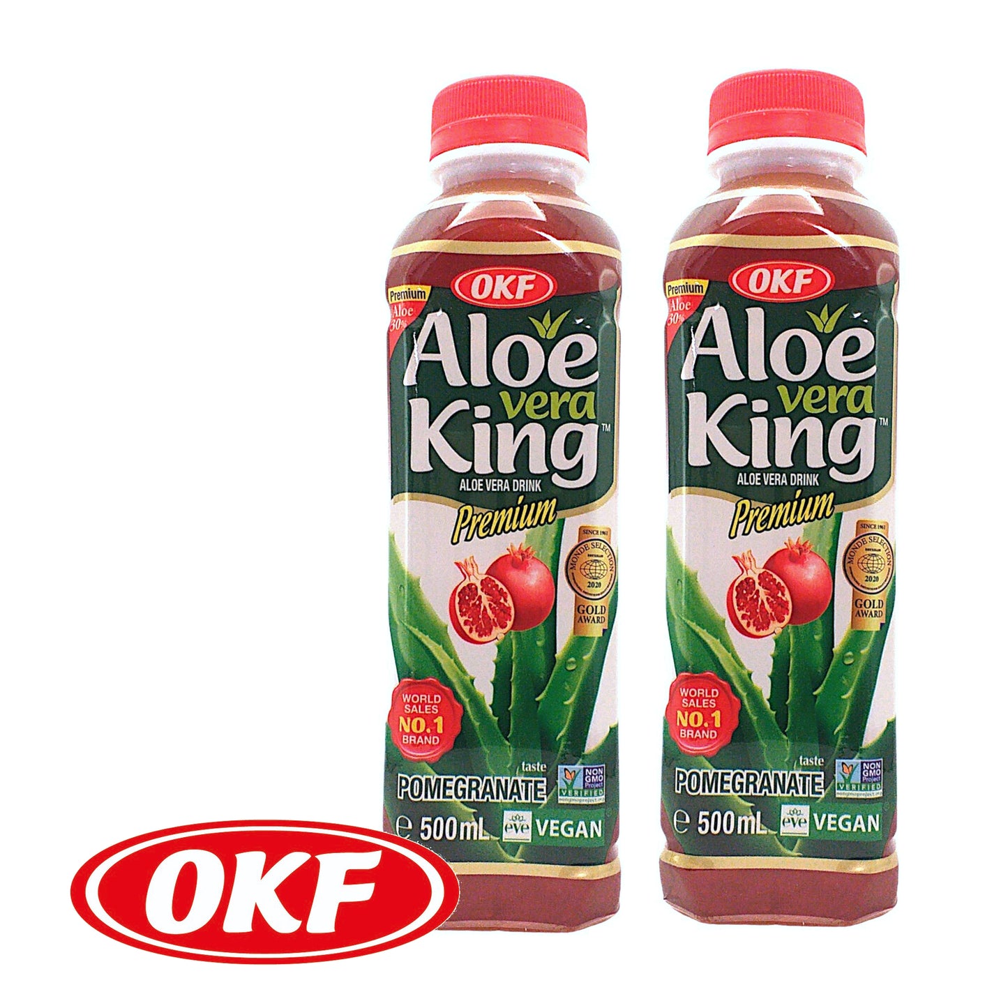 OKF Korean Aloe Vera Juice Multiple Flavours - 2 x 500 ml. bottle