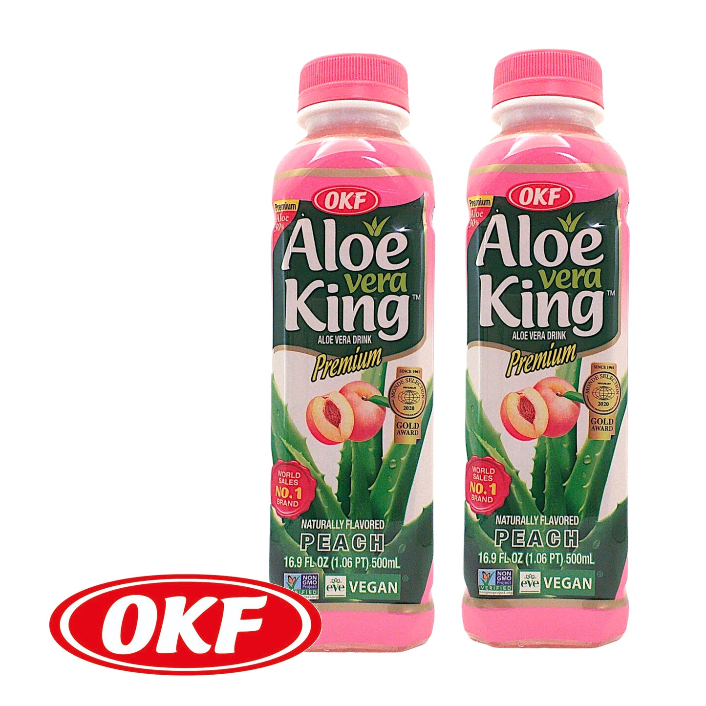 OKF Korean Aloe Vera Juice Multiple Flavours - 2 x 500 ml. bottle