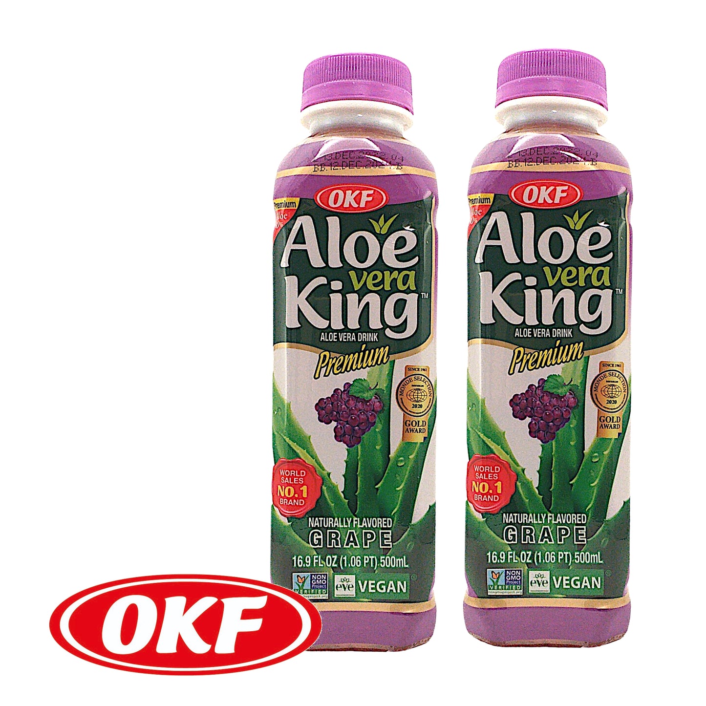 OKF Korean Aloe Vera Juice Multiple Flavours - 2 x 500 ml. bottle