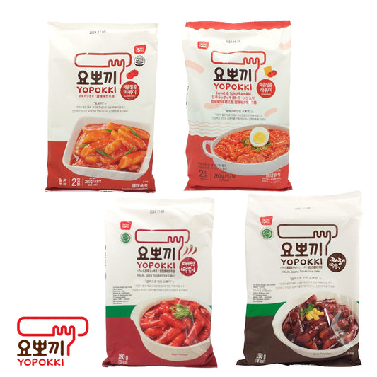 YOUNG POONG Spicy Toppoki / Spicy Rapokki / Yopokki / Jjajang - 2 x 280 gr. packs