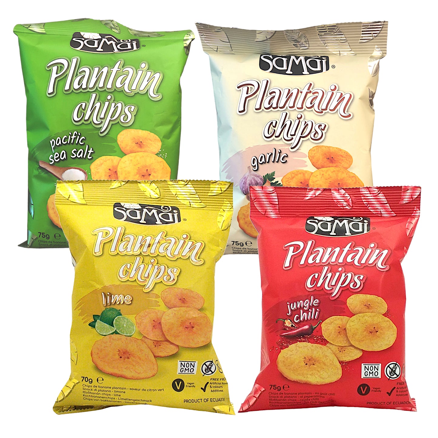 SAMAI Plantain Chips Jungle Chilli / Garlic / Lime / Salt - 10 x 75 gr. packs