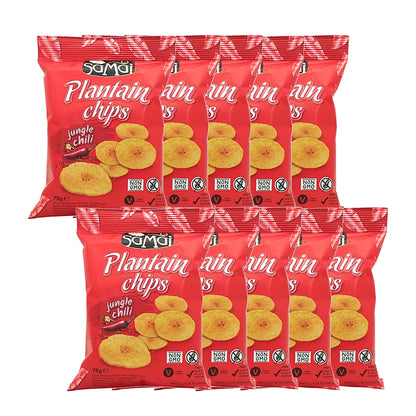 SAMAI Plantain Chips Jungle Chilli / Garlic / Lime / Salt - 10 x 75 gr. packs