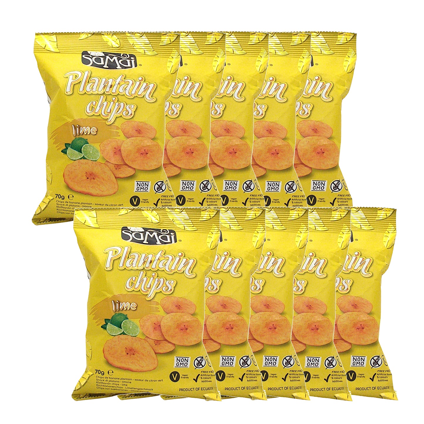 SAMAI Plantain Chips Jungle Chilli / Garlic / Lime / Salt - 10 x 75 gr. packs