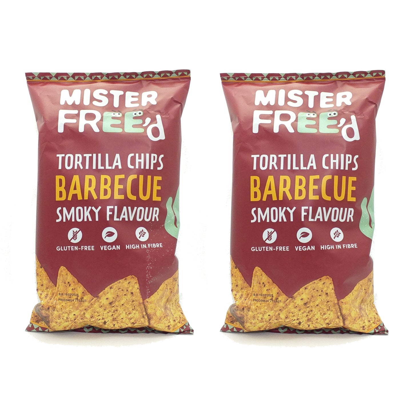 MISTER FREE'D Tortilla Chips Guacamole Barbecue Blue Maize Cheese Chia Kale Spinach Mango Chili - 2 x 135 gr. pack