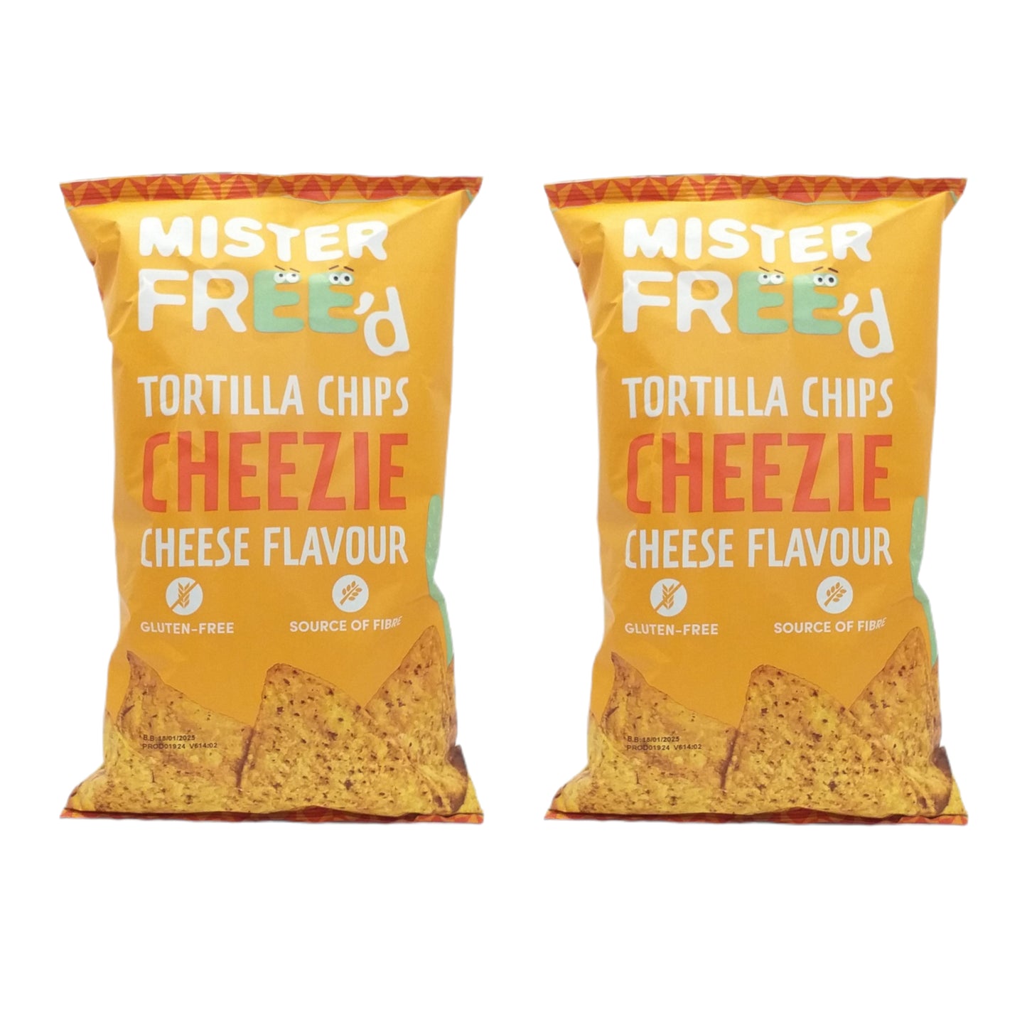 MISTER FREE'D Tortilla Chips Guacamole Barbecue Blue Maize Cheese Chia Kale Spinach Mango Chili - 2 x 135 gr. pack