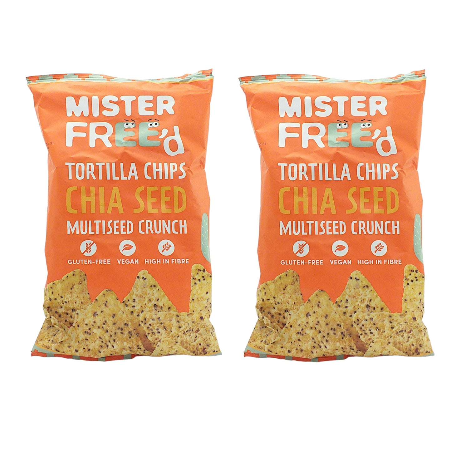 MISTER FREE'D Tortilla Chips Guacamole Barbecue Blue Maize Cheese Chia Kale Spinach Mango Chili - 2 x 135 gr. pack