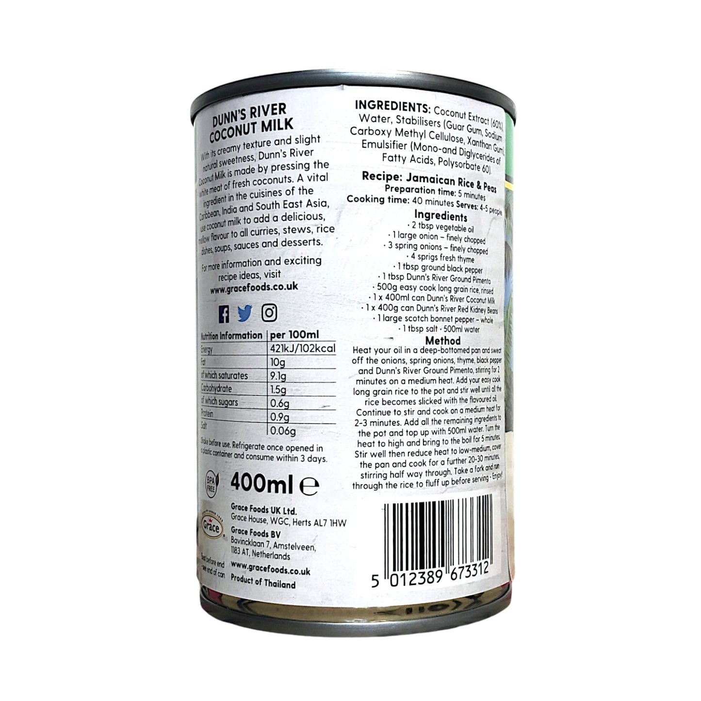 DUNN'S RIVER Coconut Milk - 400 ml tin