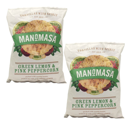 MANOMASA Tortilla Chips Chipotle Lime / Green Lemon / Tomatillo - 2 x 140 gr. pack