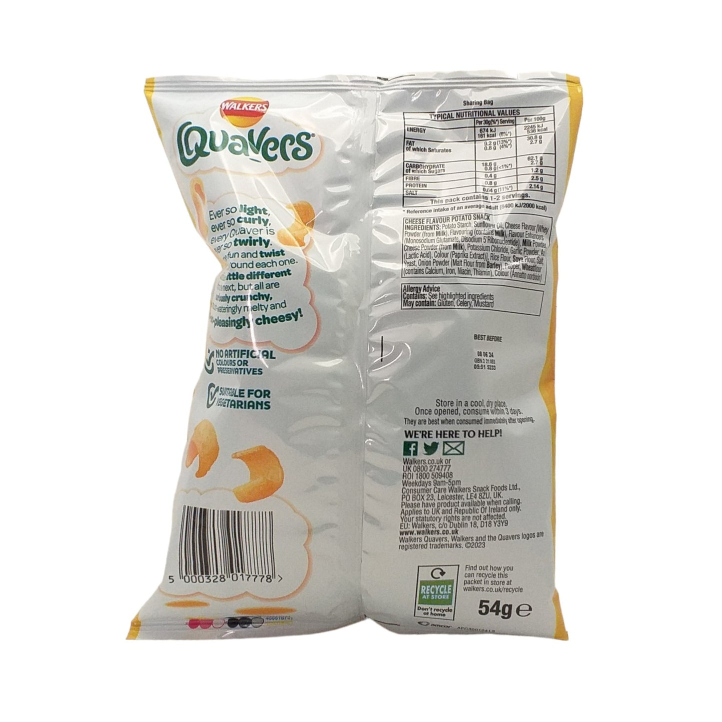 WALKERS QUAVERS Cheese - 10 x 54 gr. packs