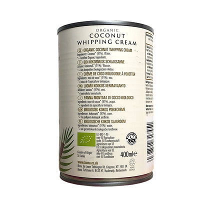 BIONA Organic Coconut Regular / Whipping Cream  - 400 ml tin