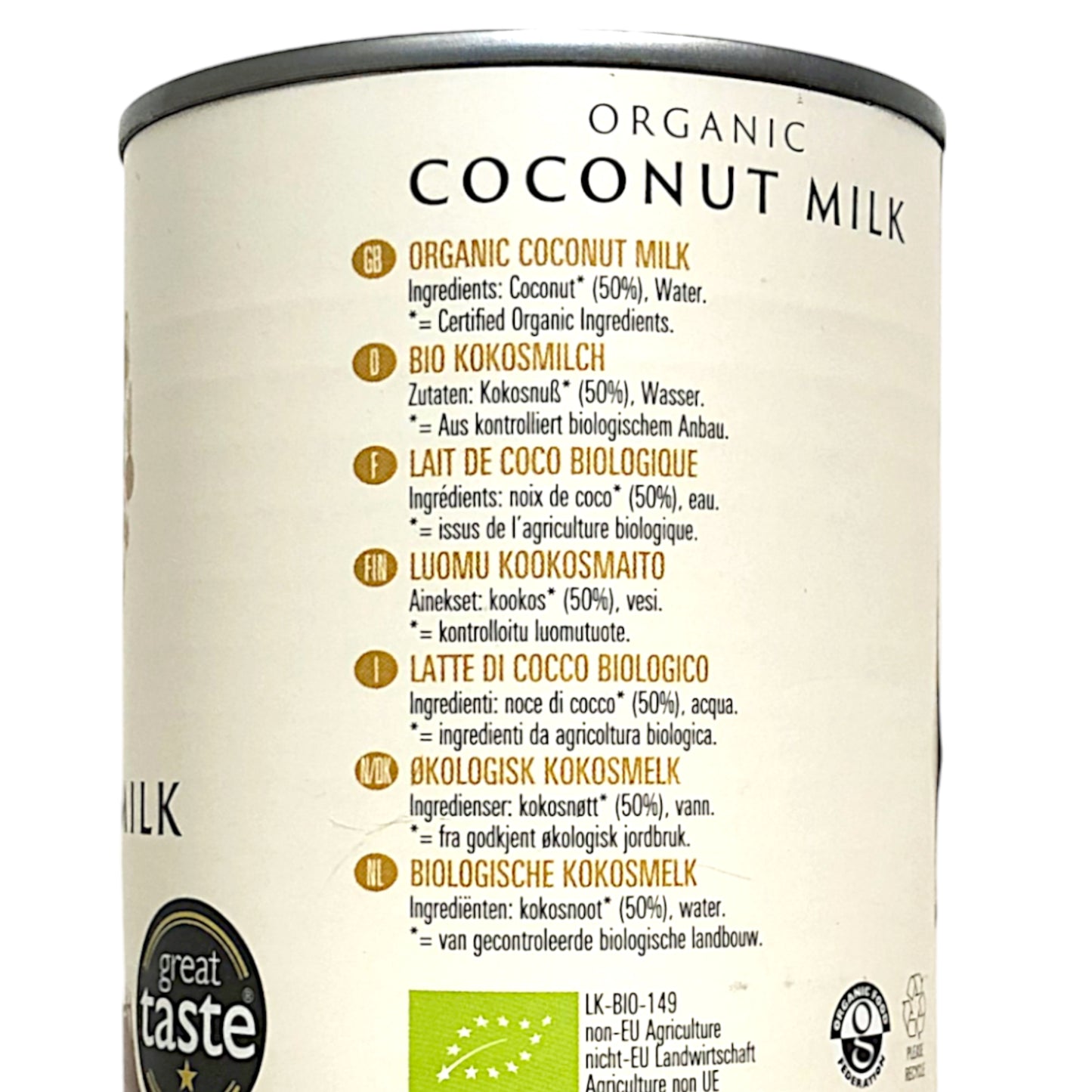 BIONA Organic Coconut Milk Regular / Light  - 400 ml tin