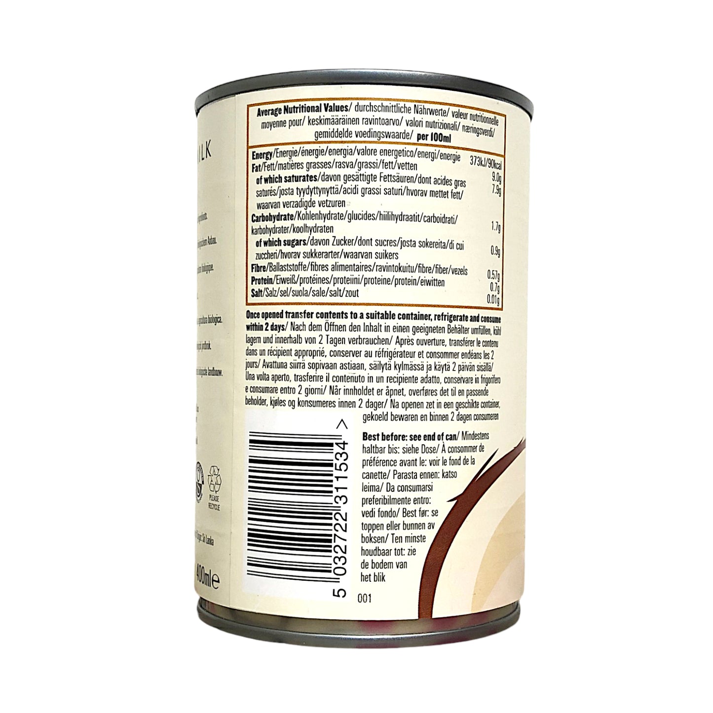 BIONA Organic Coconut Milk Regular / Light  - 400 ml tin